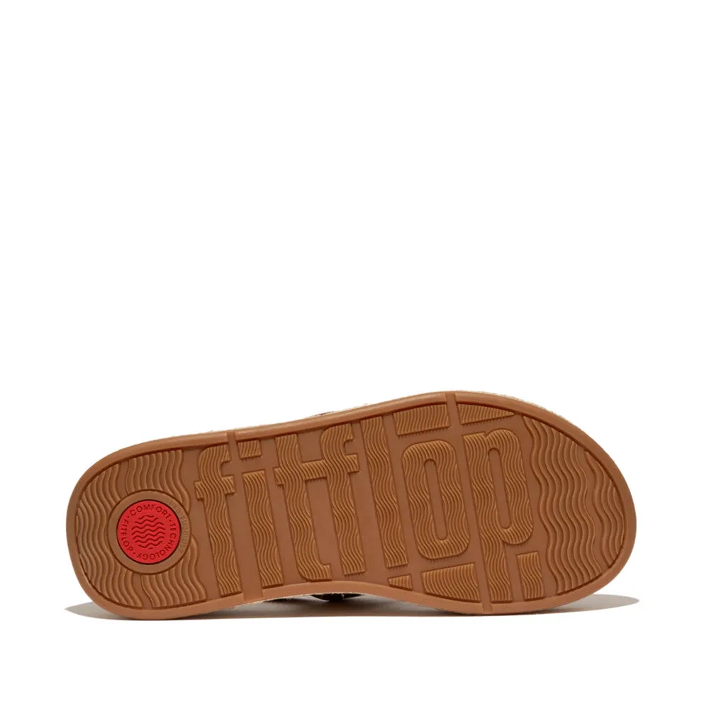 รองเท้าแตะแบบรัดส้น ผู้หญิง รุ่น F-MODE ESPADRILLE BUCKLE LEATHER FLATFORM BACK-STRAP SANDALS