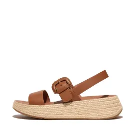 รองเท้าแตะแบบรัดส้น ผู้หญิง รุ่น F-MODE ESPADRILLE BUCKLE LEATHER FLATFORM BACK-STRAP SANDALS