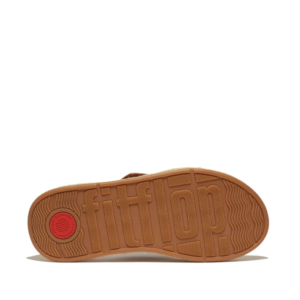 รองเท้าแตะ ผู้หญิง รุ่น F-MODE ESPADRILLE BUCKLE LEATHER FLATFORM CROSS SLIDES