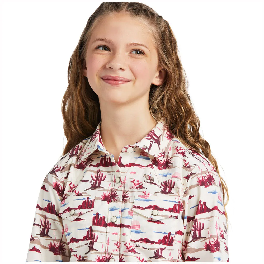 10039507 Ariat Girl's Yuma Long Sleeve Snap Shirt - Landscape