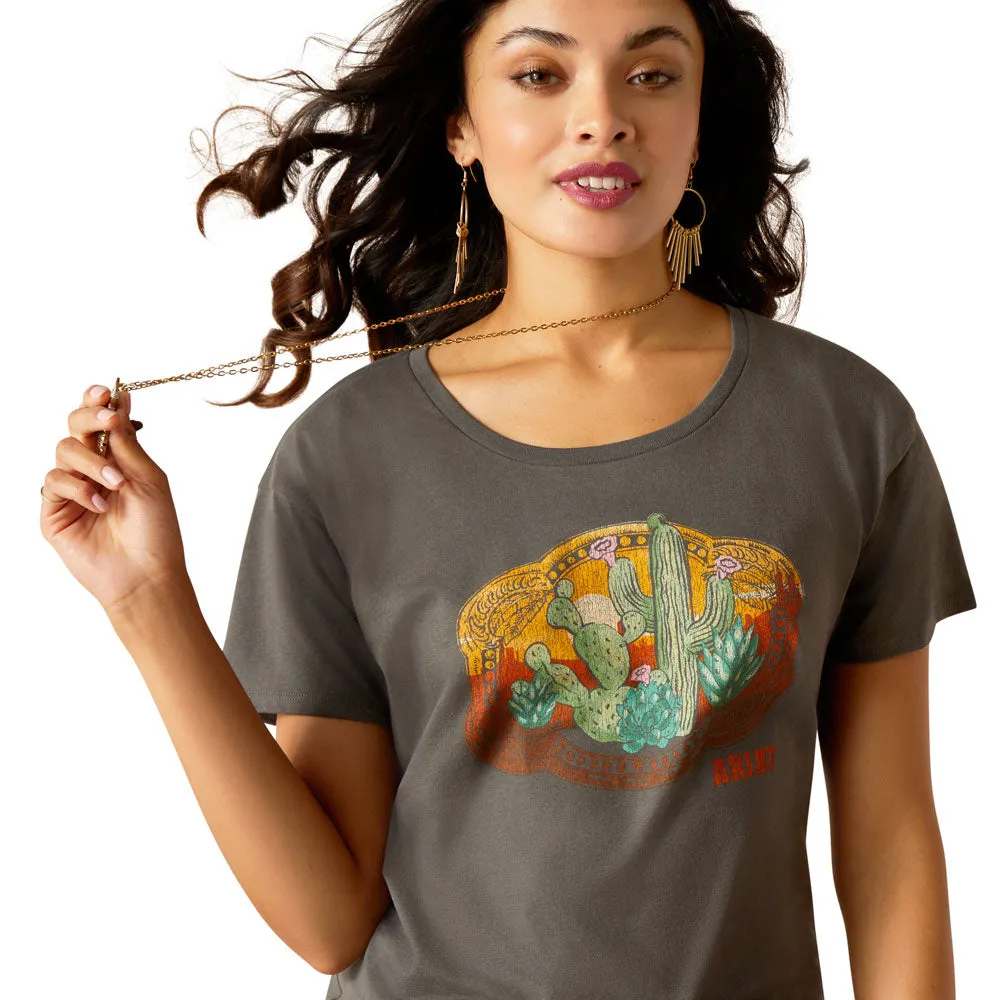 10051440 Ariat Women's Buckle Up Short Sleeve T-Shirt - Graphite