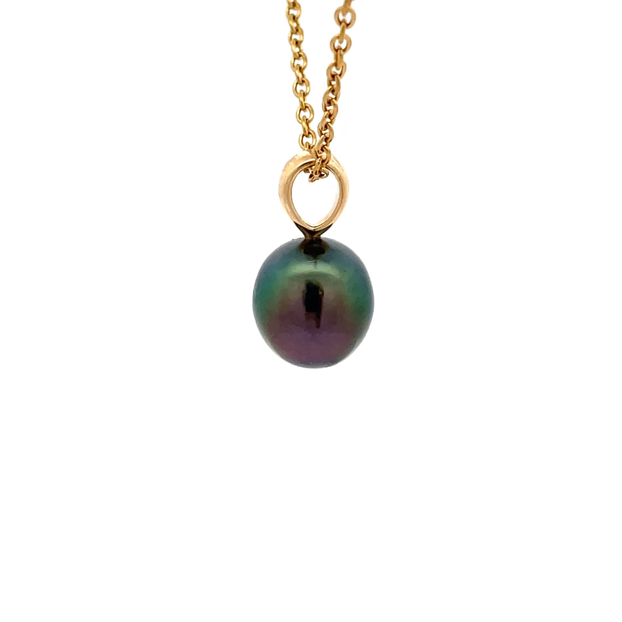 18K Yellow Gold Tahitian Cultured 9-10 mm Pearl Pendant