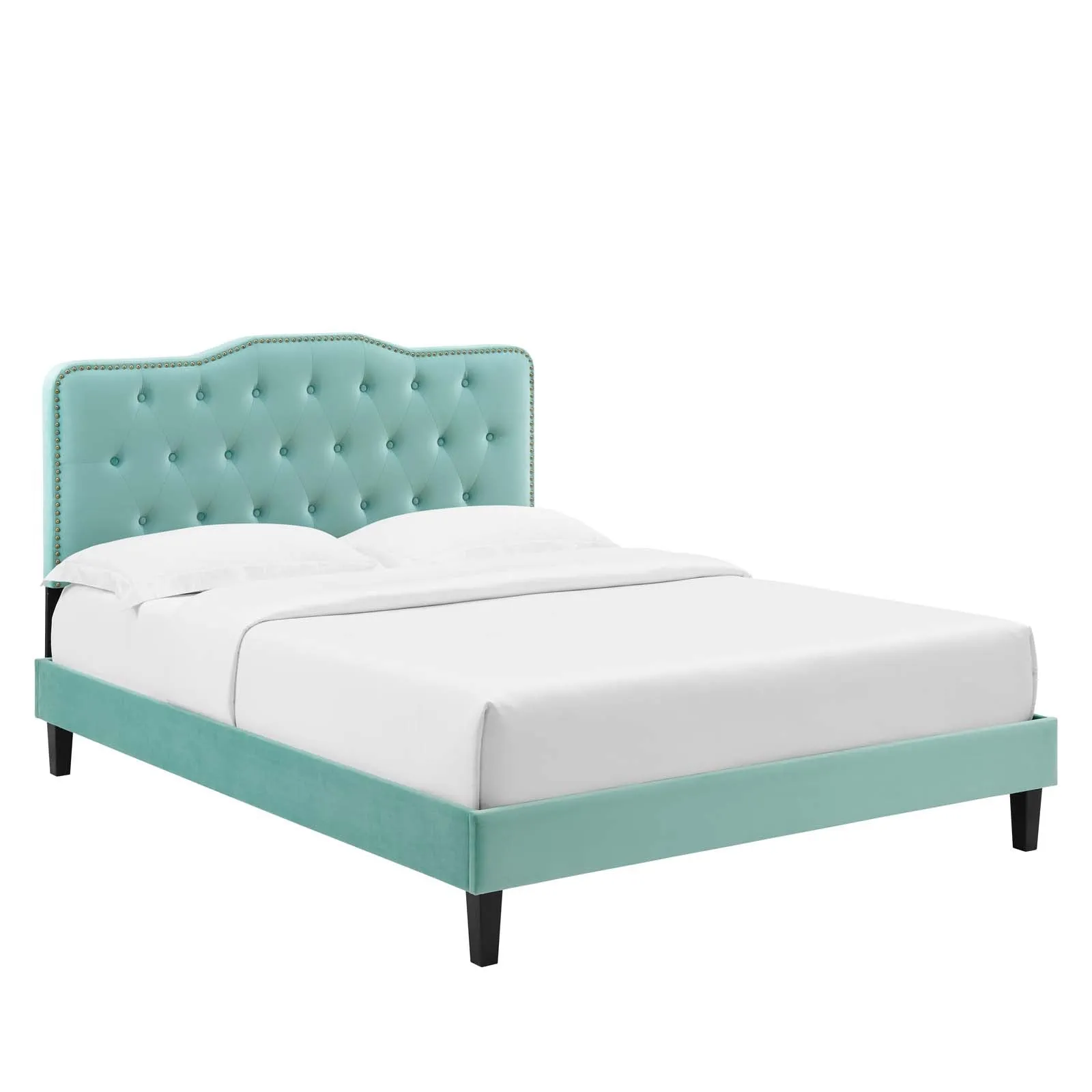 Amber Tufted Performance Velvet King Platform Bed By Modway - MOD-6786 - Mint