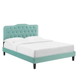 Amber Tufted Performance Velvet King Platform Bed By Modway - MOD-6786 - Mint