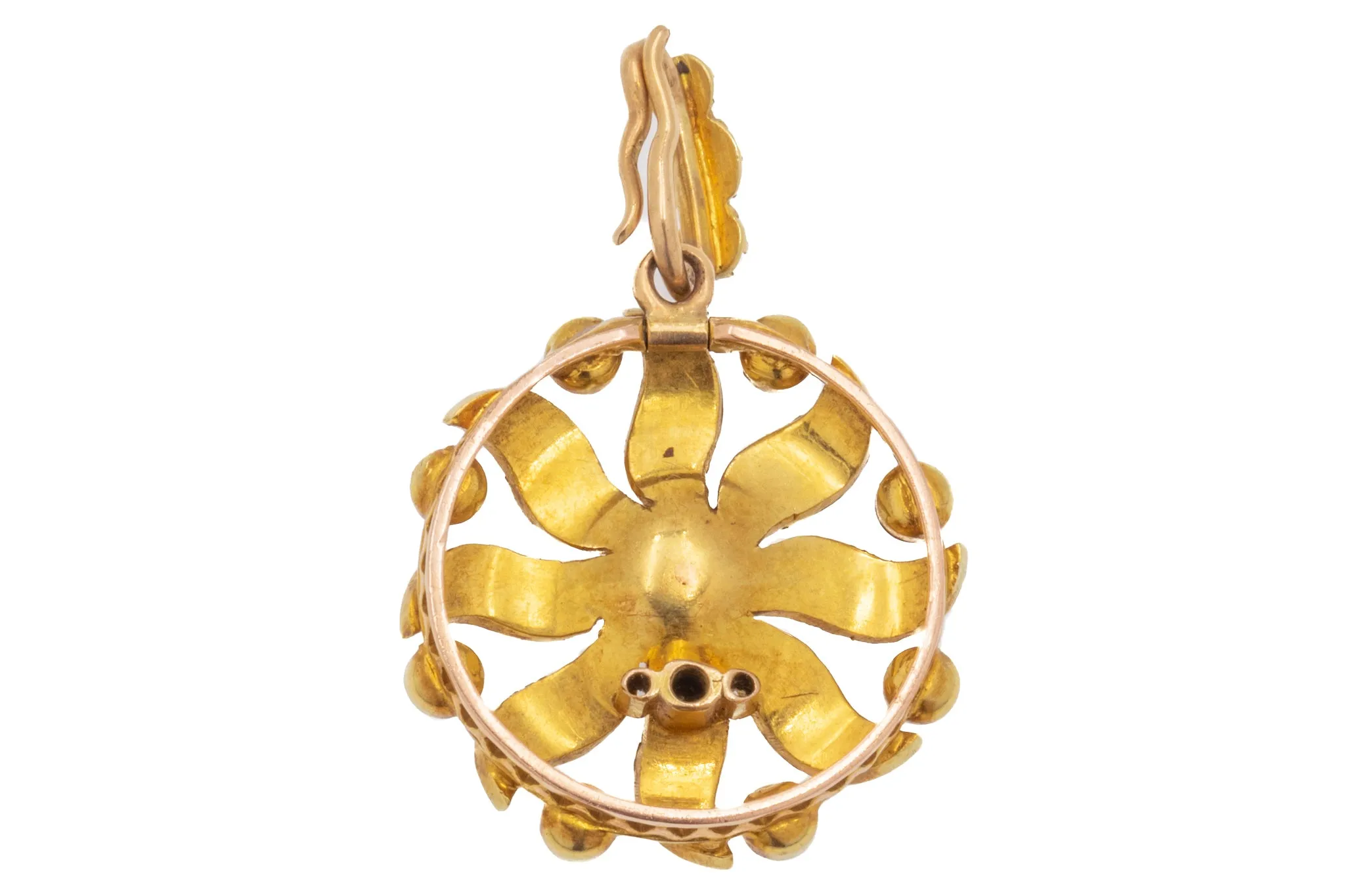 Antique 15ct Gold Pearl Flower Pendant