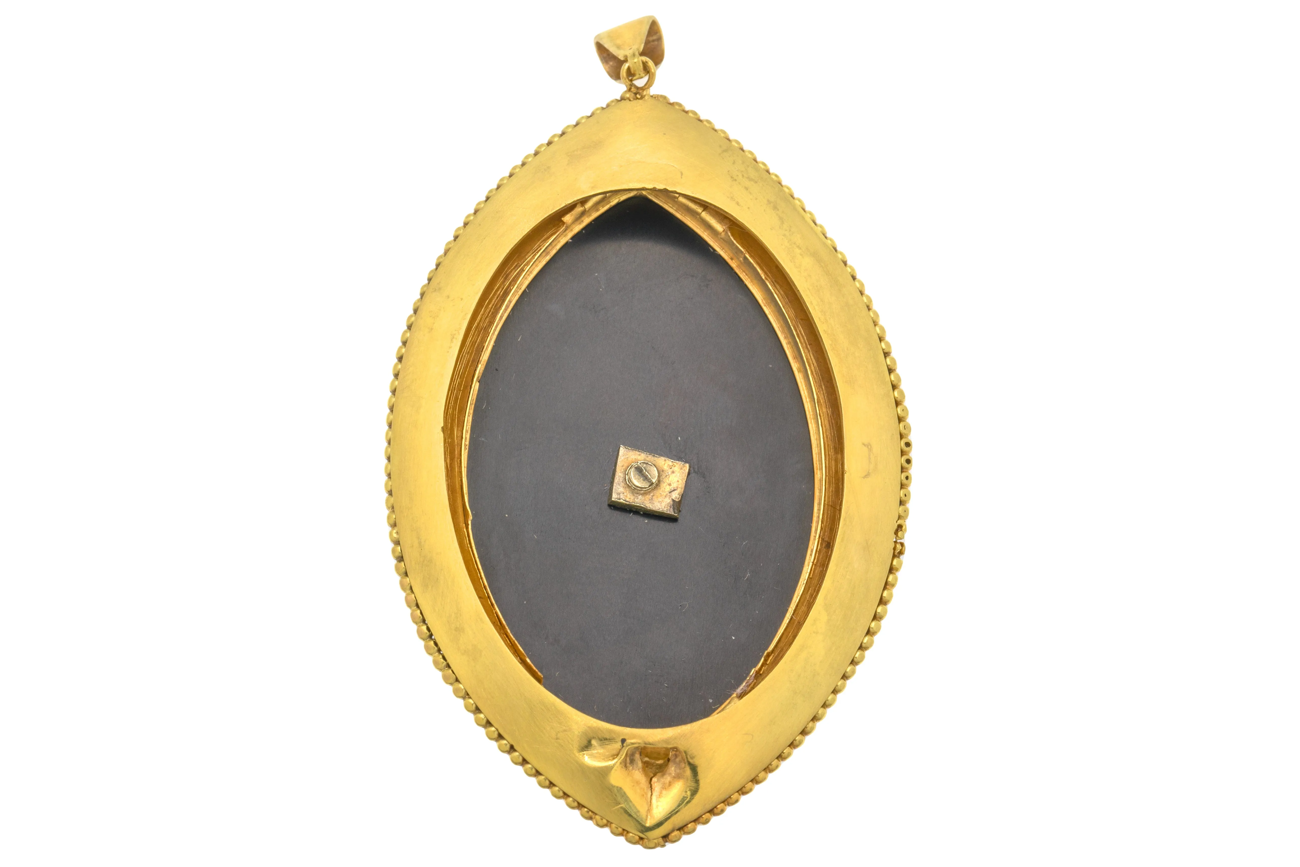 Antique 18ct Gold Starburst Pearl Onyx Etruscan Pendant