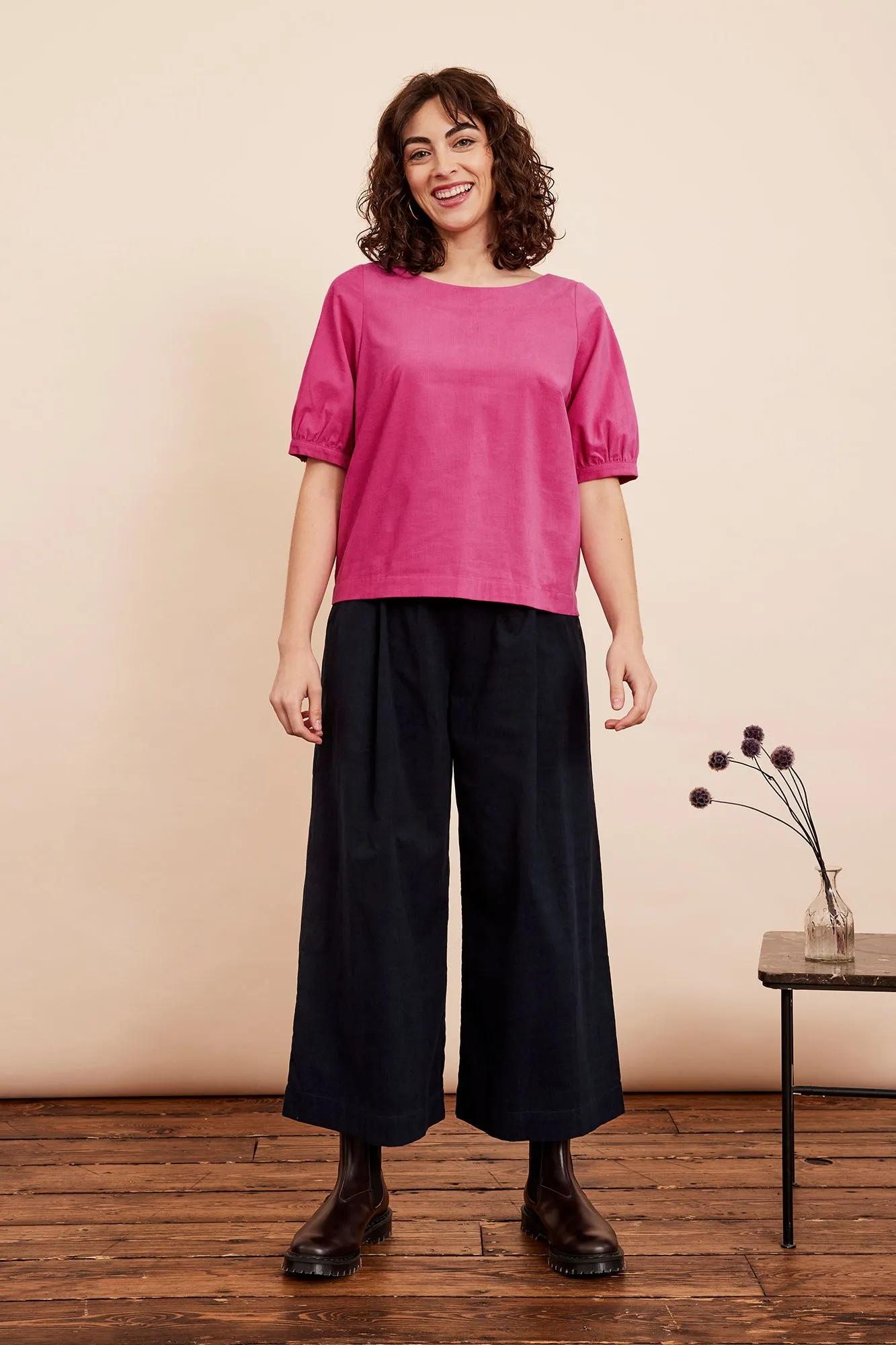 Ava Needlecord Magenta Pink Top