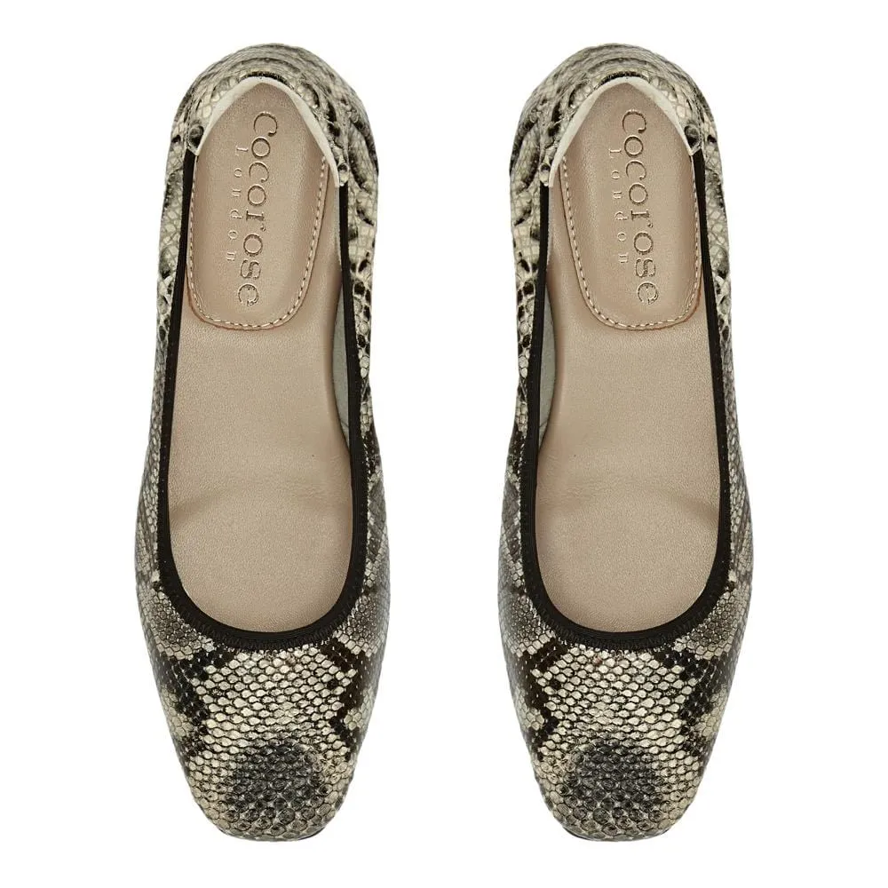 Barnes - Grey Snakeprint Leather Ballet Flats