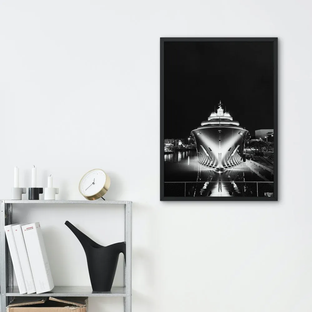 Black & White Yacht Poster PRINTABLE WALL ART, Luxury Fashion Poster, Sailing Poster, Success Poster, Monte Carlo Poster, Glam Wall Art, Luxury Aesthetic