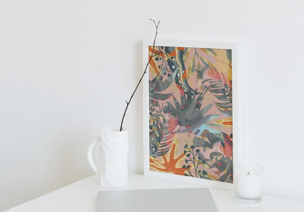 Boho Leaves PRINTABLE ART, Palm Tree Photo, Desert Poster, Palm Leaf Print, Banana Leaf, Abstract Boho Wall Decor, Beige Wall Art, Botanical