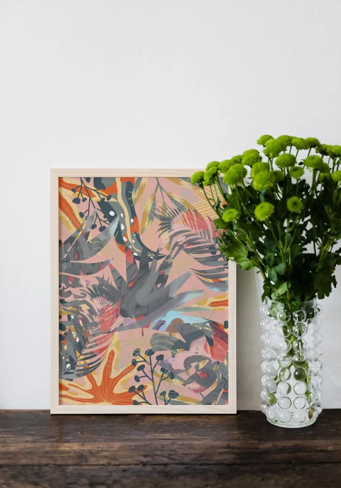 Boho Leaves PRINTABLE ART, Palm Tree Photo, Desert Poster, Palm Leaf Print, Banana Leaf, Abstract Boho Wall Decor, Beige Wall Art, Botanical
