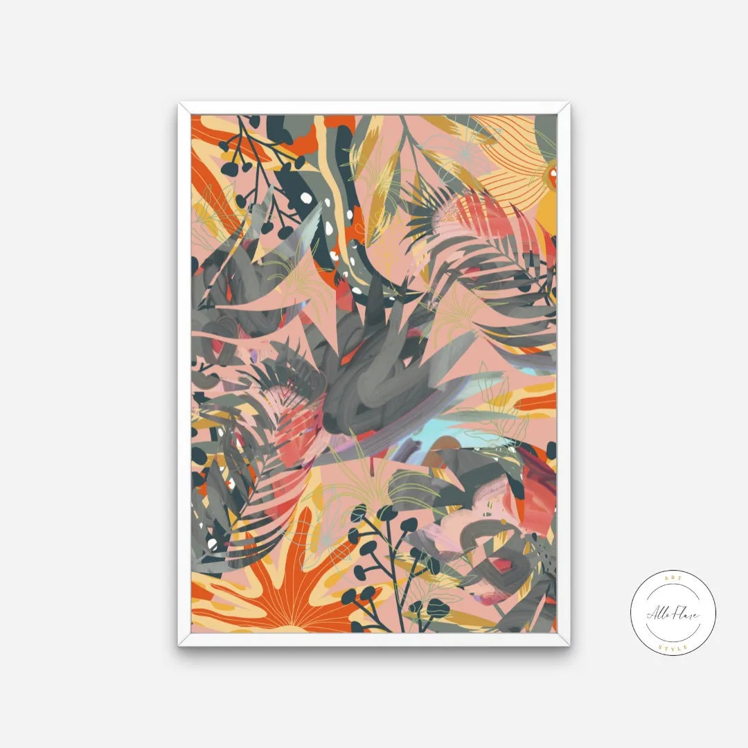 Boho Leaves PRINTABLE ART, Palm Tree Photo, Desert Poster, Palm Leaf Print, Banana Leaf, Abstract Boho Wall Decor, Beige Wall Art, Botanical