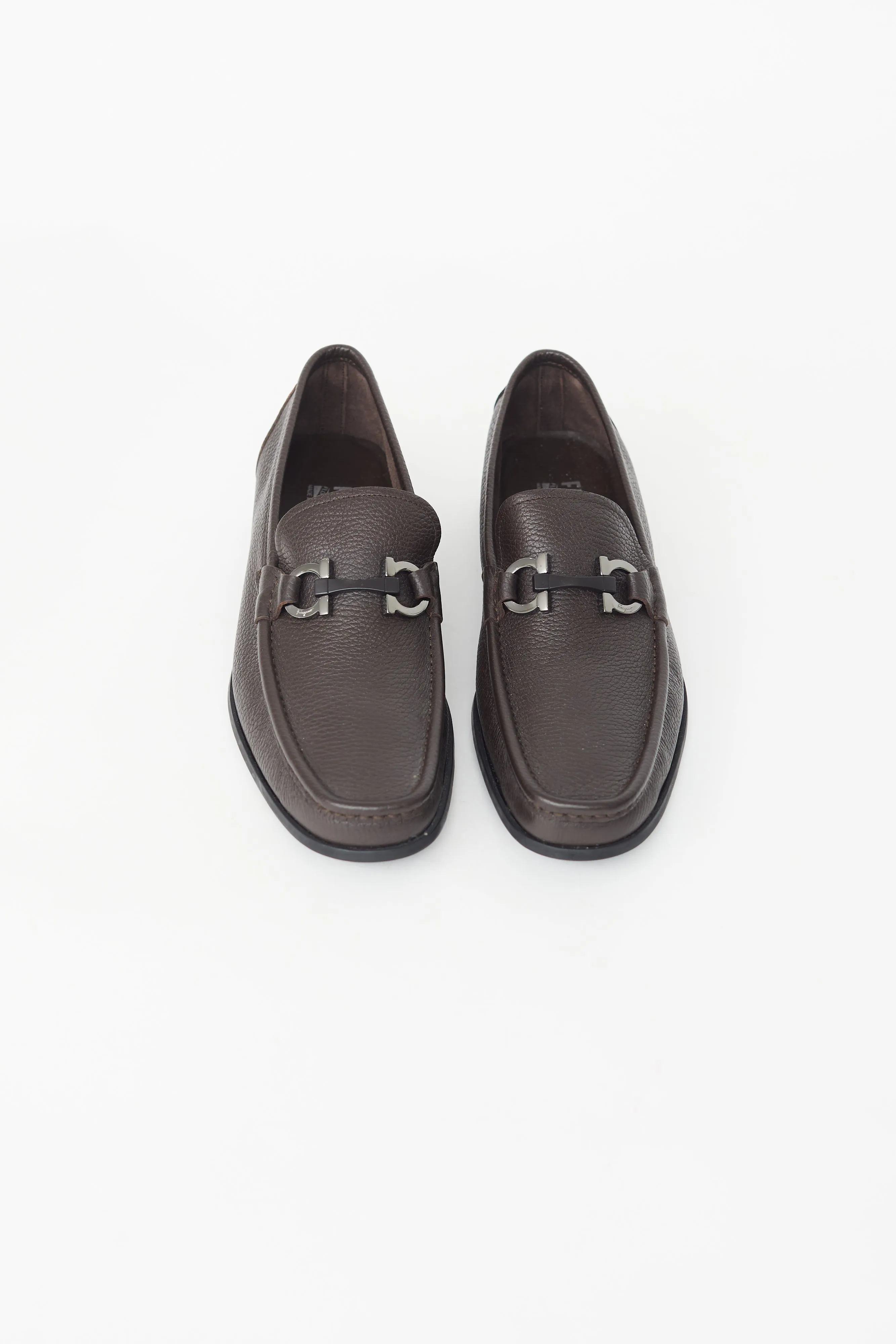 Brown Leather Gancini Loafer
