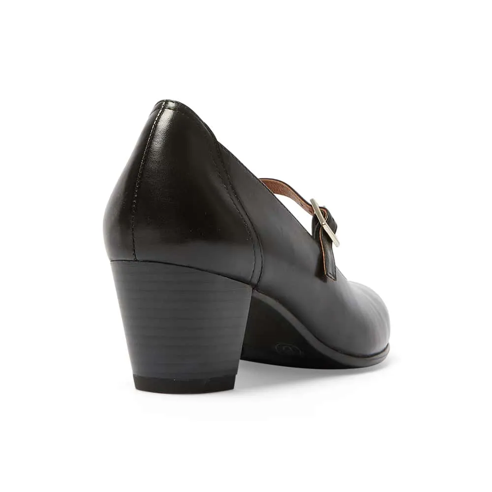 Casino Heel in Black Leather