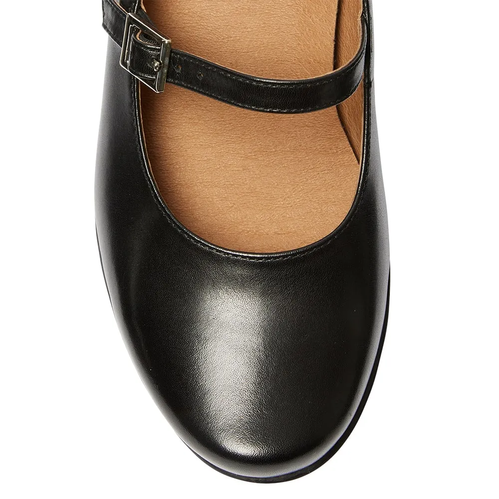 Casino Heel in Black Leather