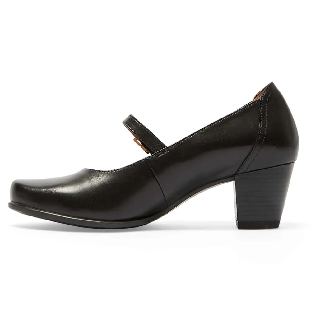 Casino Heel in Black Leather