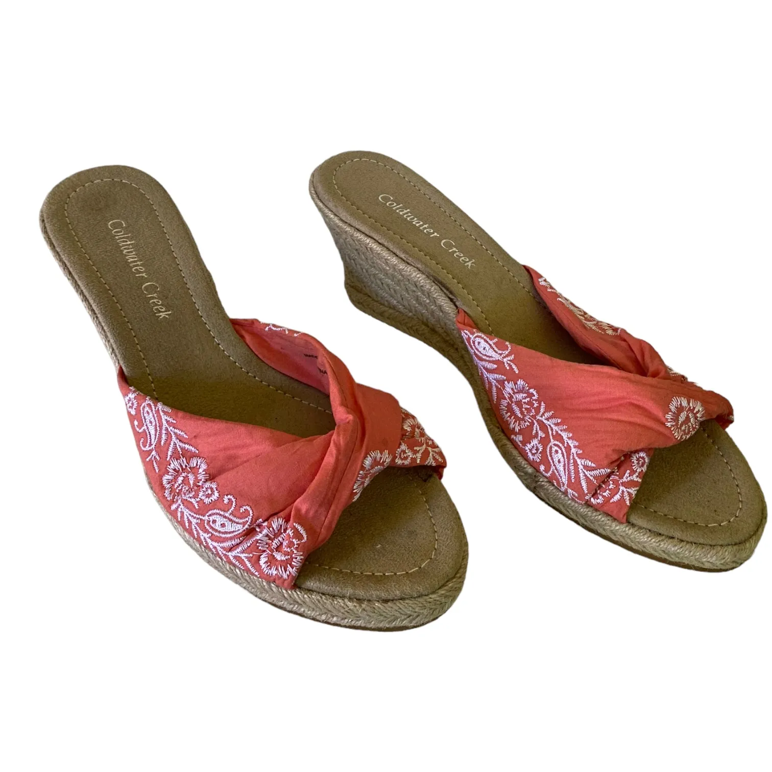 Coldwater Creek Embroidered Bandana Espadrille 8.5 NWOB