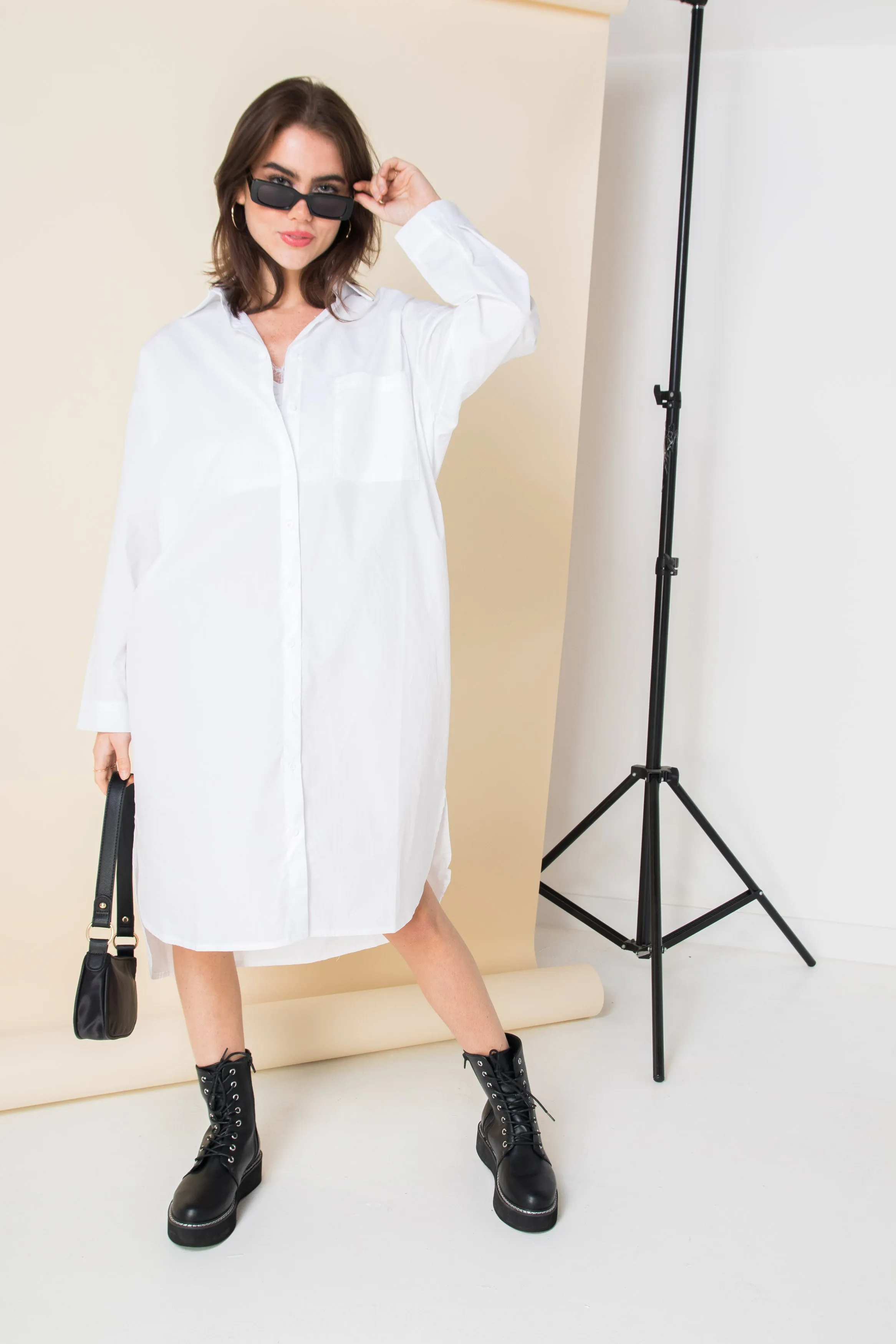 Daisy Street Cotton Midaxi Shirt Dress