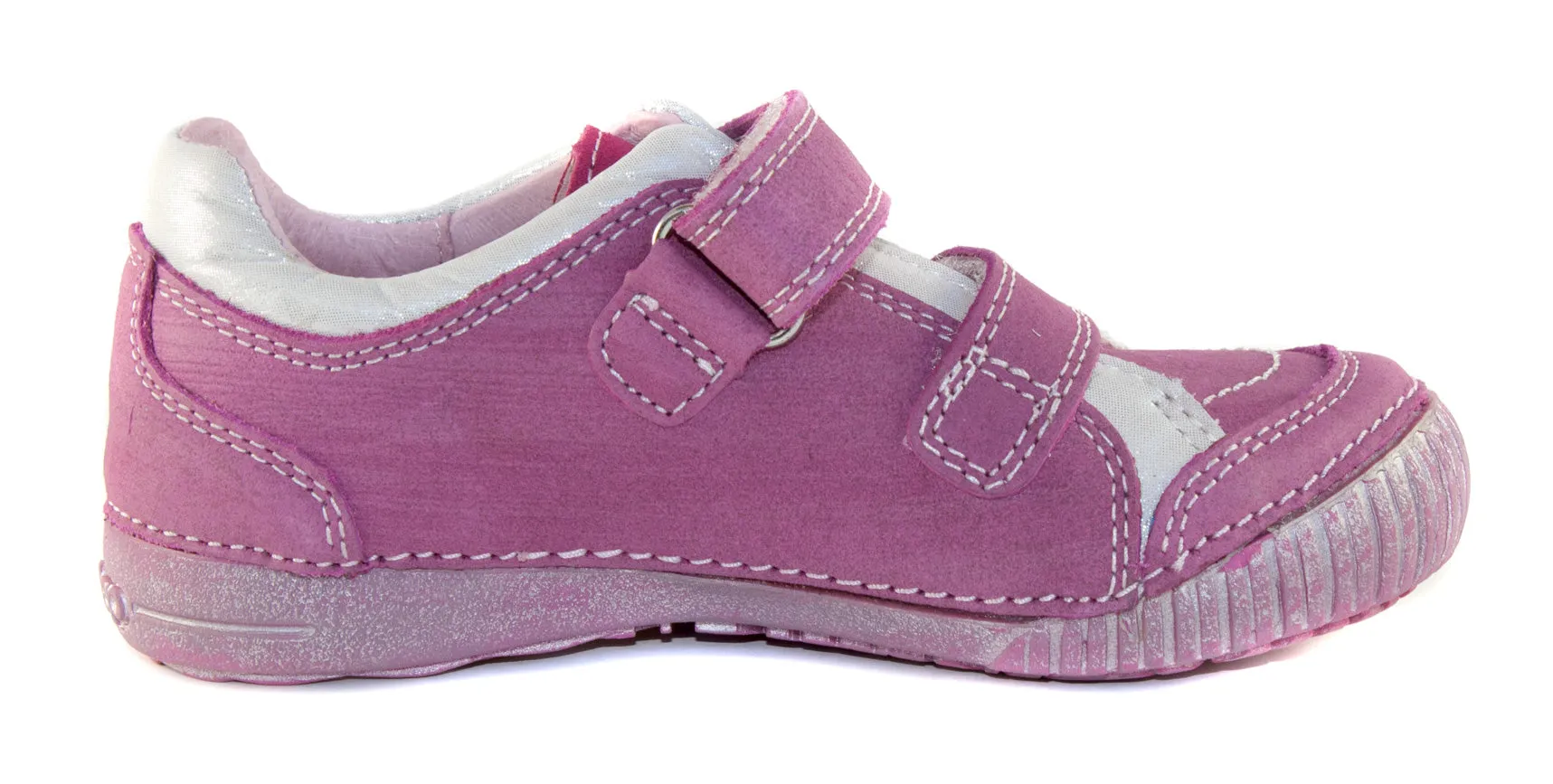 D.D. Step little kid girl double strap shoes dark pink with flower size US 8.5-12