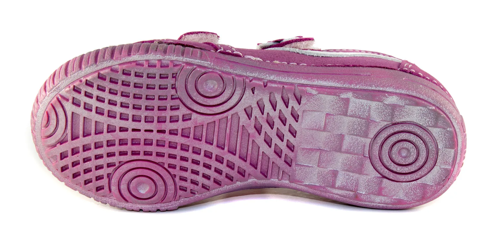 D.D. Step little kid girl double strap shoes dark pink with flower size US 8.5-12