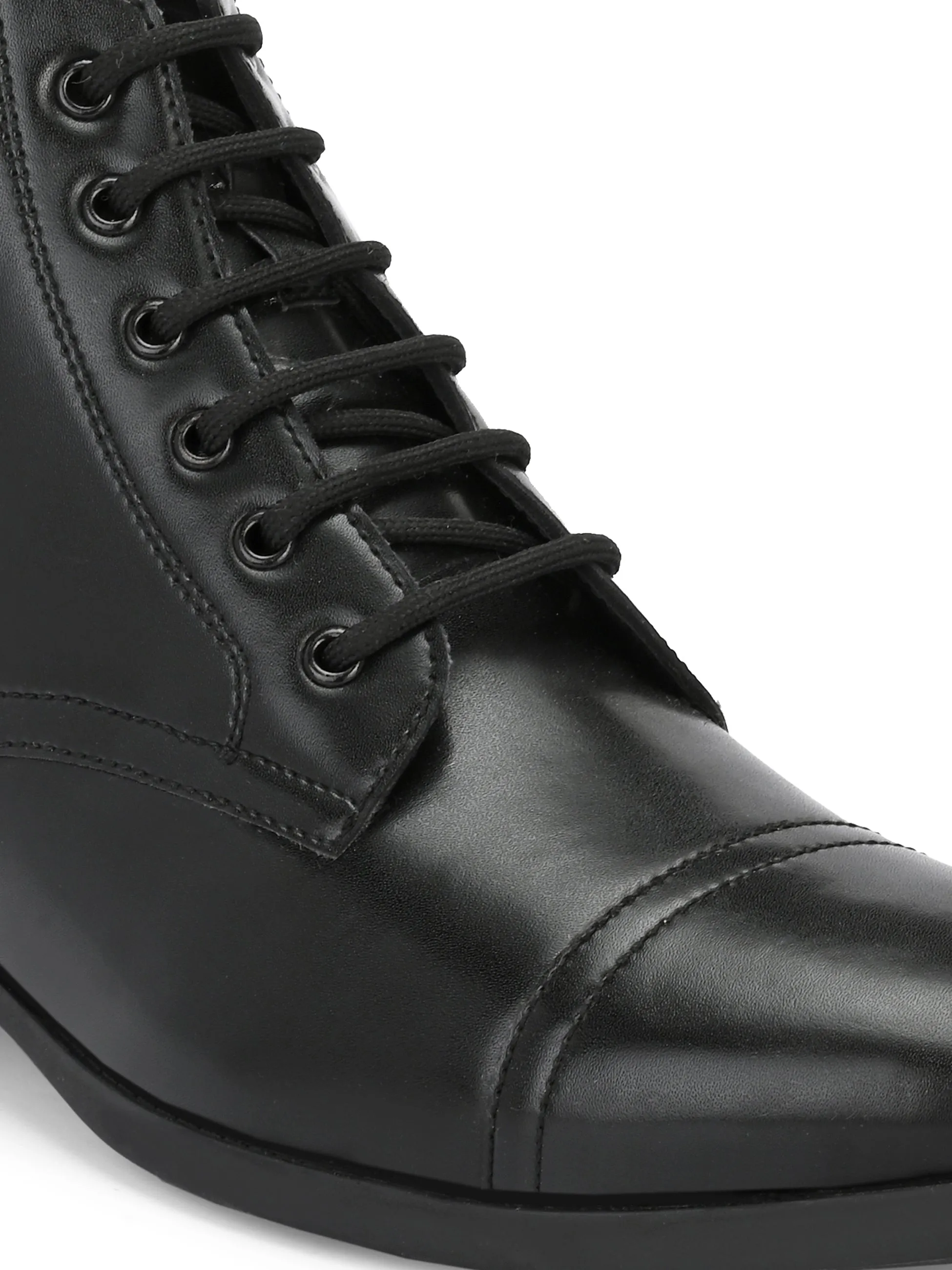 EL PASO Men Black Faux Leather Formal Lace UP Boots