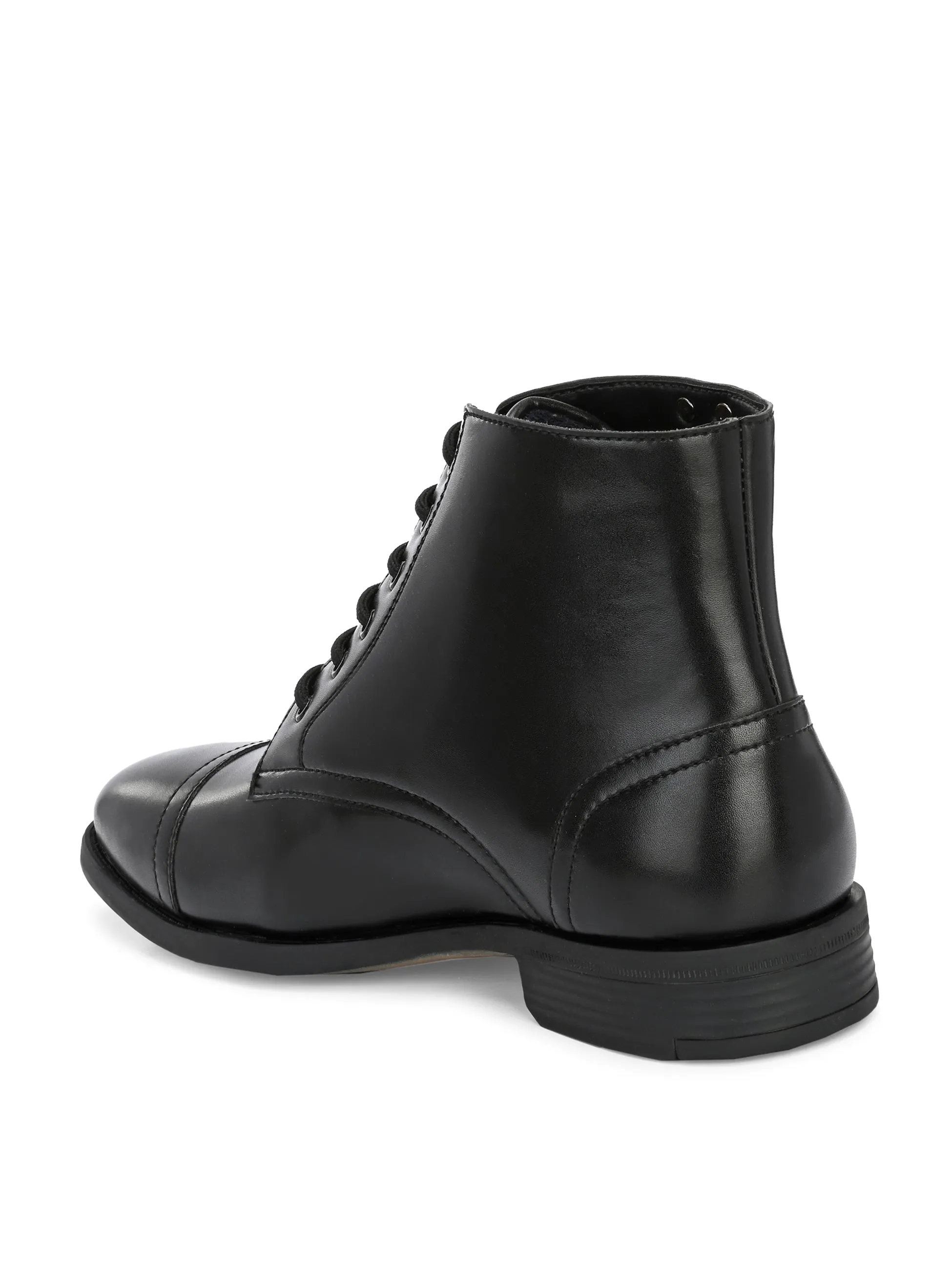 EL PASO Men Black Faux Leather Formal Lace UP Boots