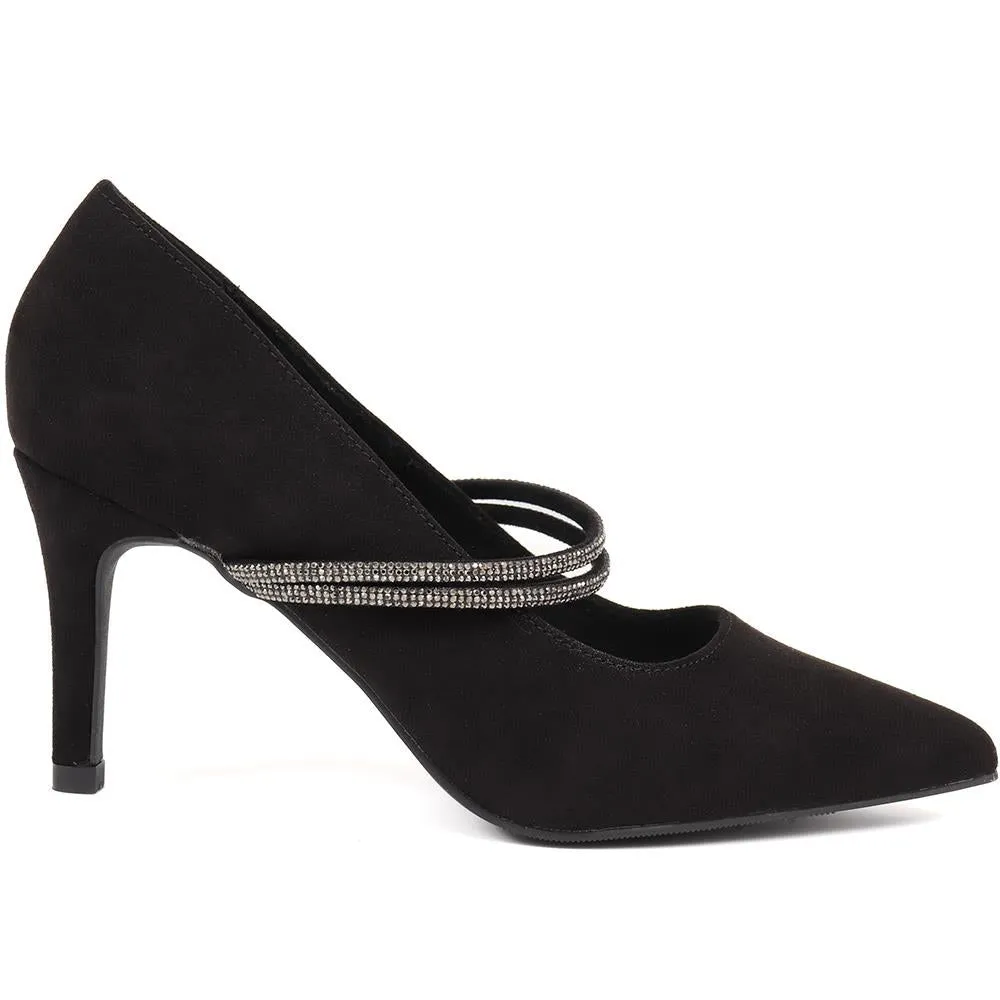 Embellished Strap Heeled Shoes - PLAN38003 / 324 153