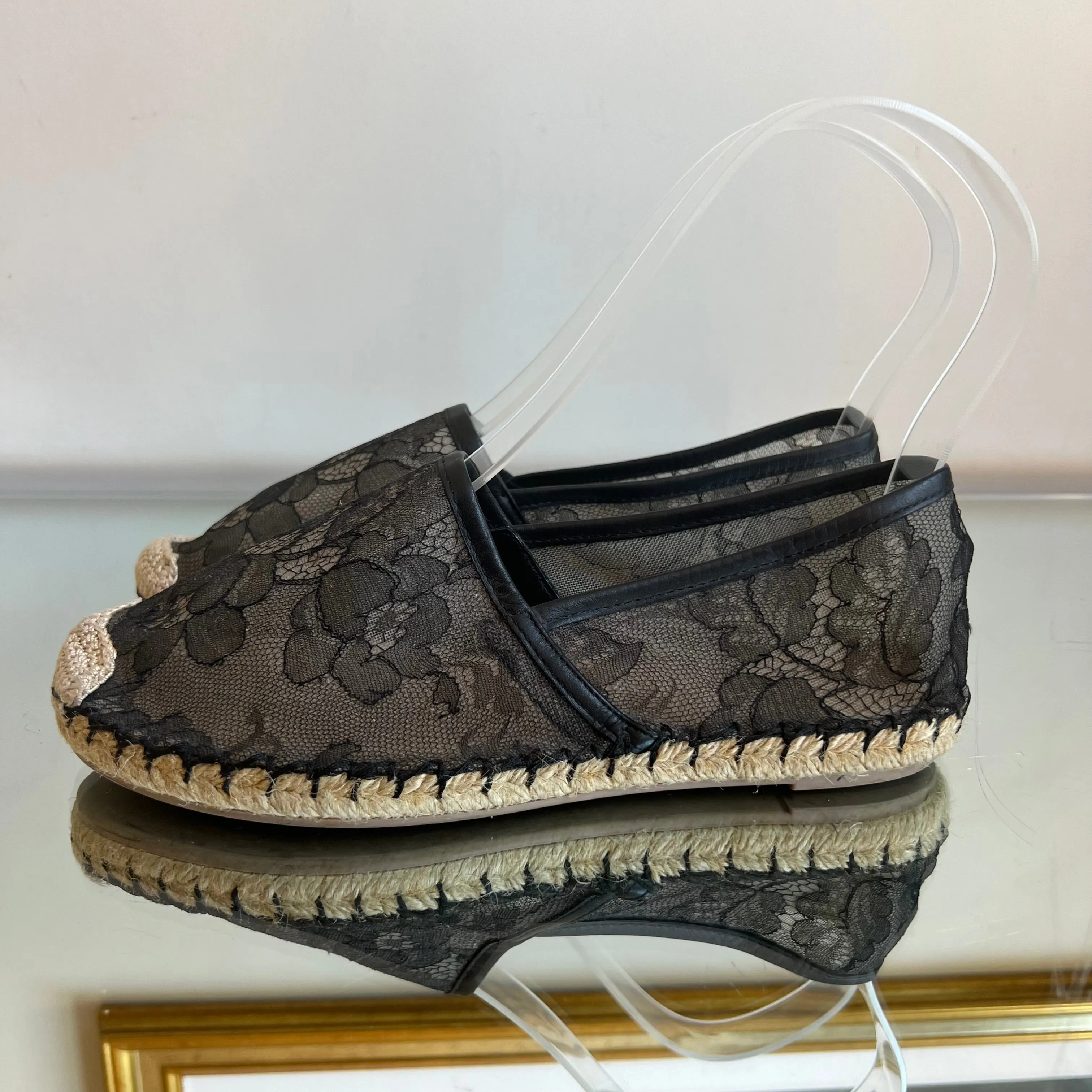 Espadrille Valentino Lace em Renda Preta