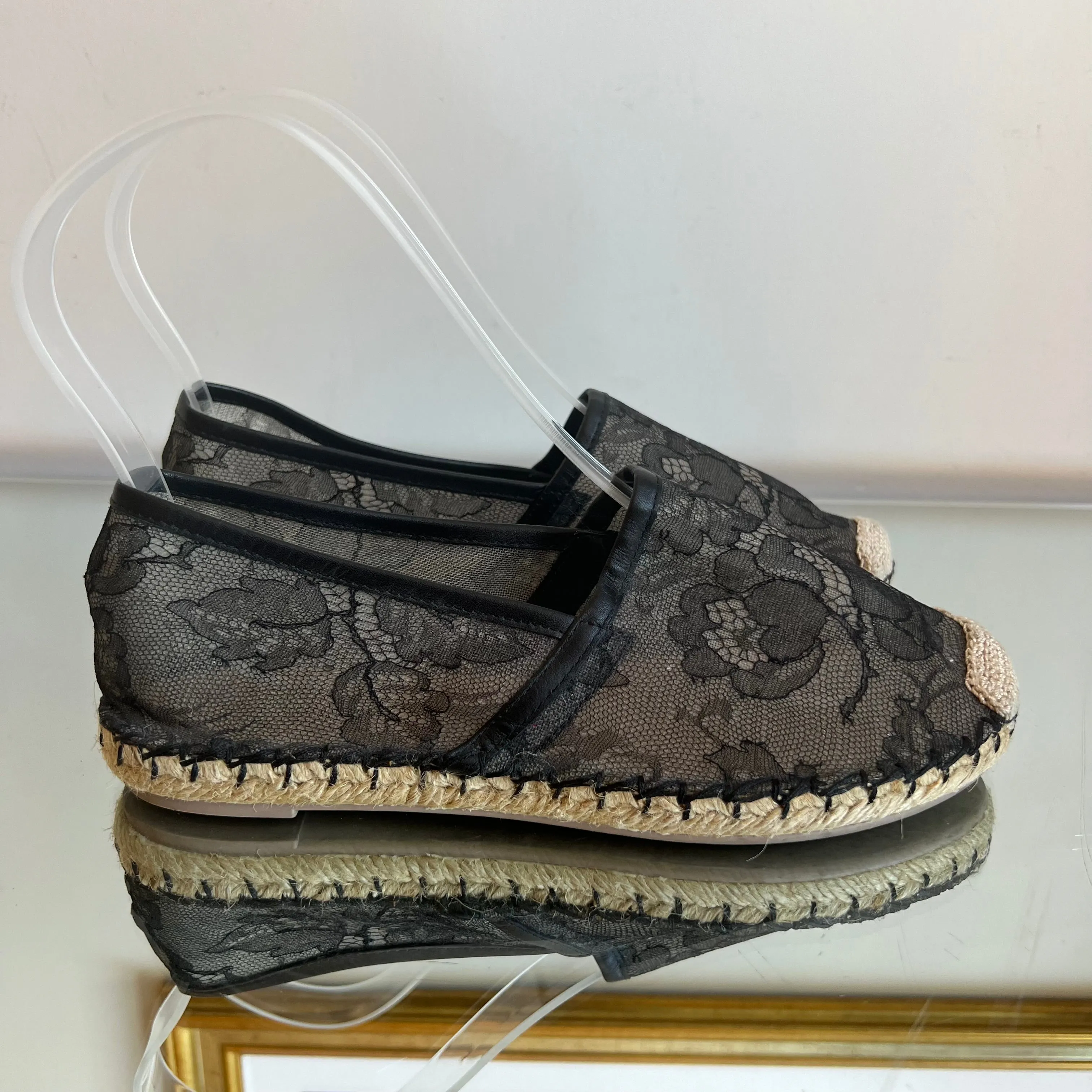 Espadrille Valentino Lace em Renda Preta