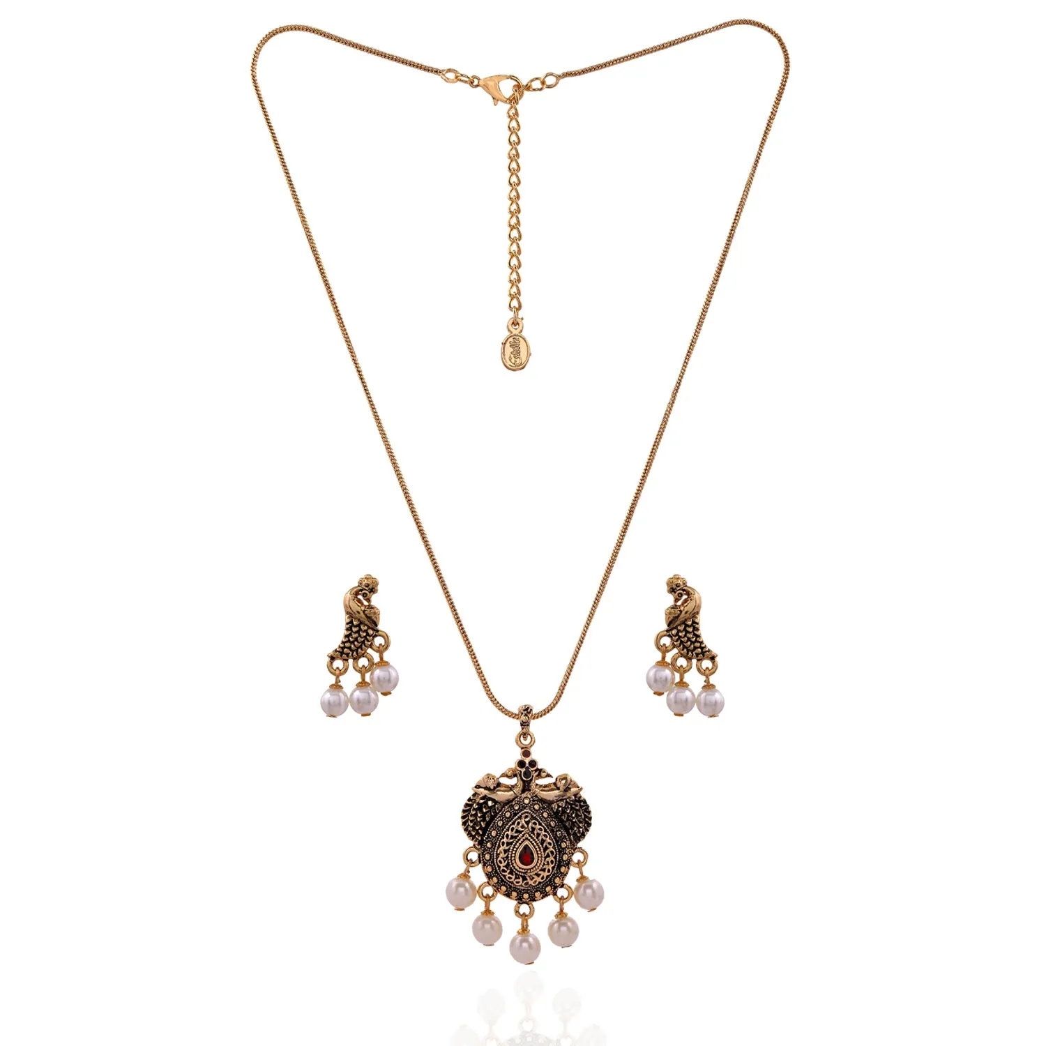 Estele 24 kt gold plated Peacock Jewellery Set for women
