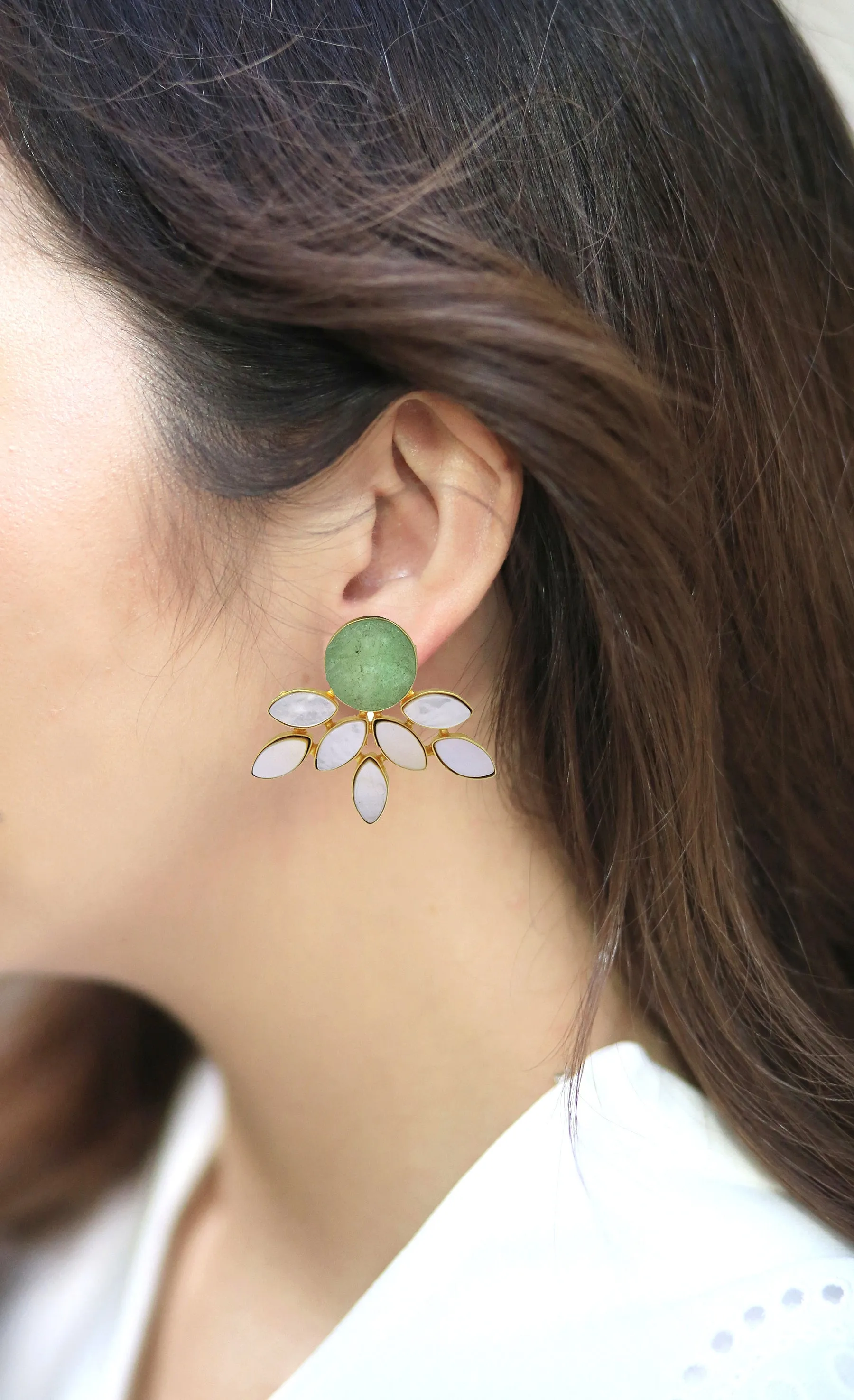 Firework Earrings (Green Fluorite)