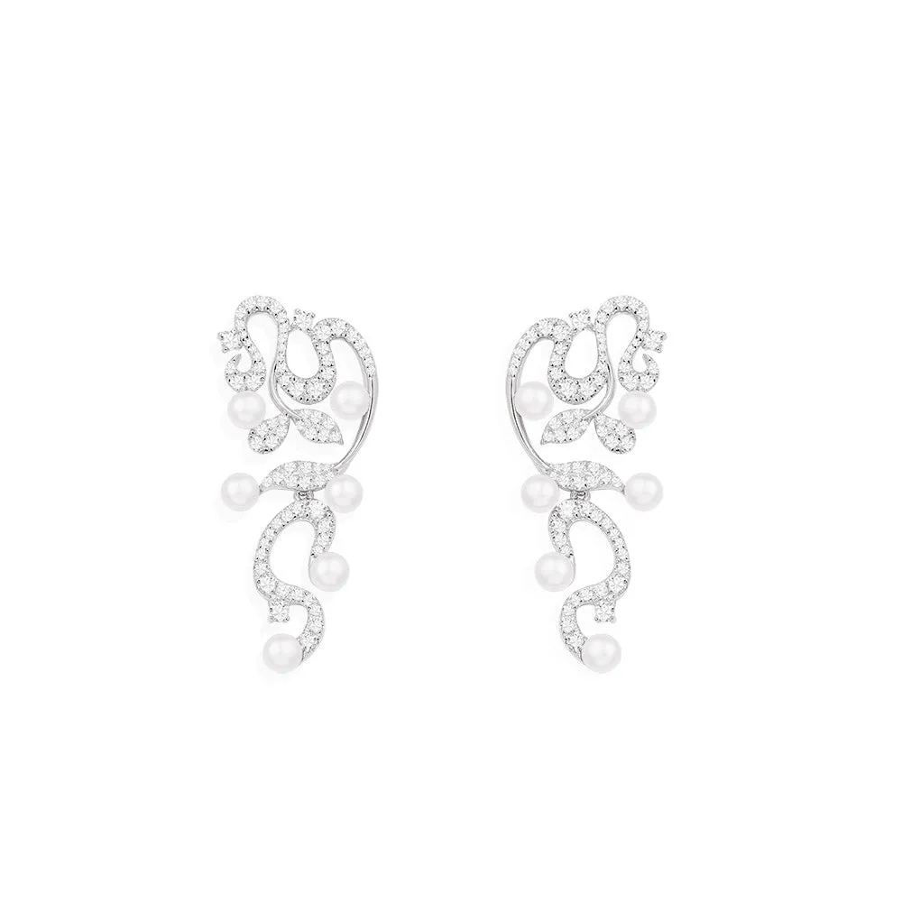 Flower Drop Earrings with Pearls