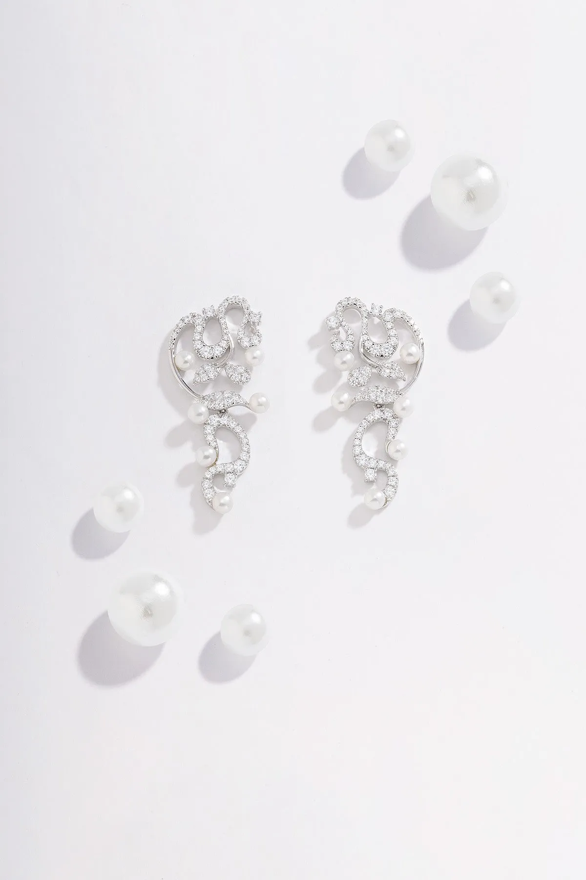 Flower Drop Earrings with Pearls