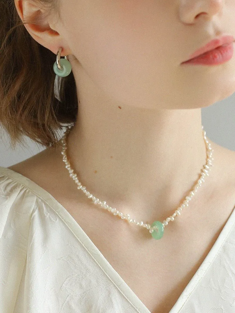 Green Jade Sterling Silver Hoop Earrings