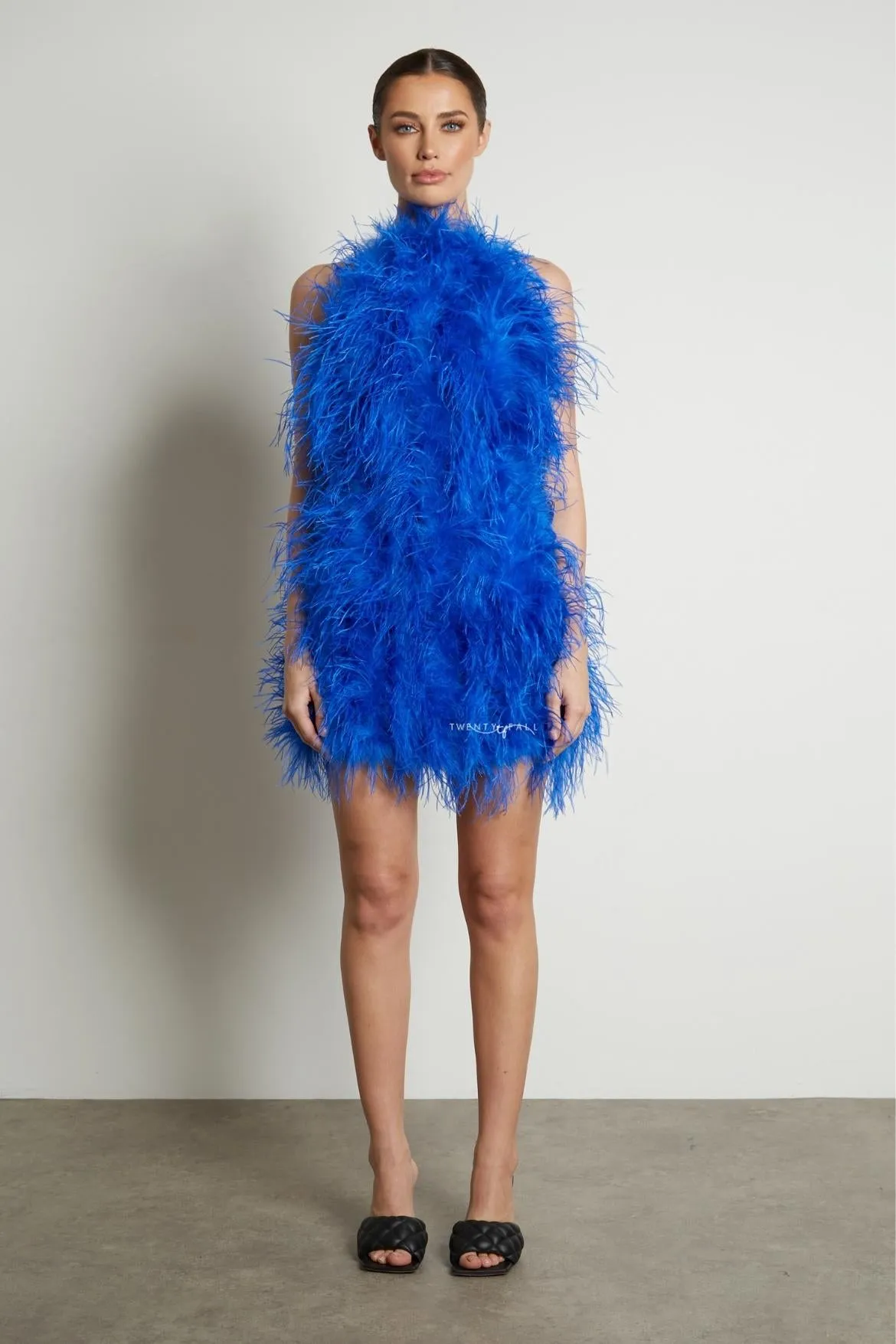 Halter Neck Feather Dress