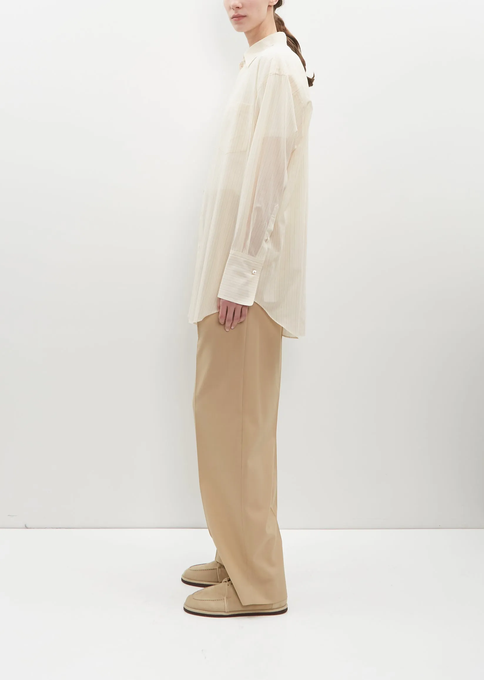 Hard Twist Finx Organza Stripe Shirt — Light Beige Stripe