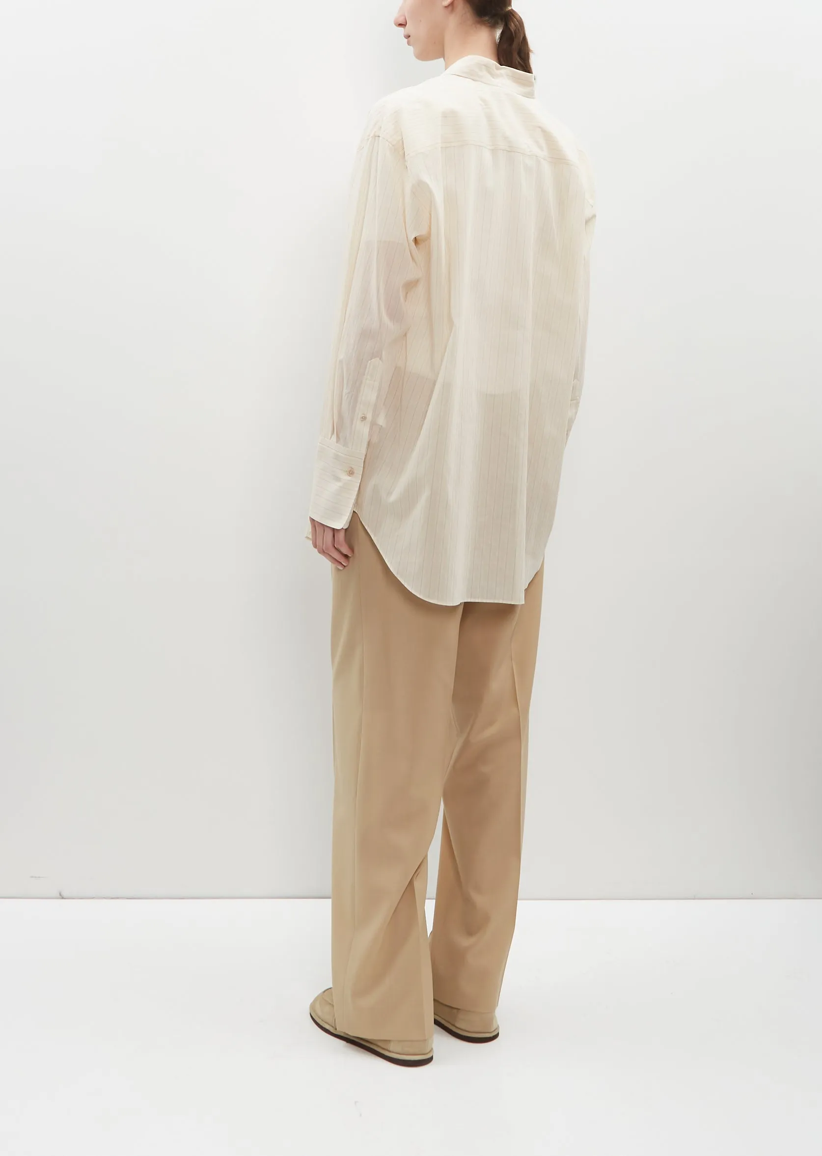 Hard Twist Finx Organza Stripe Shirt — Light Beige Stripe