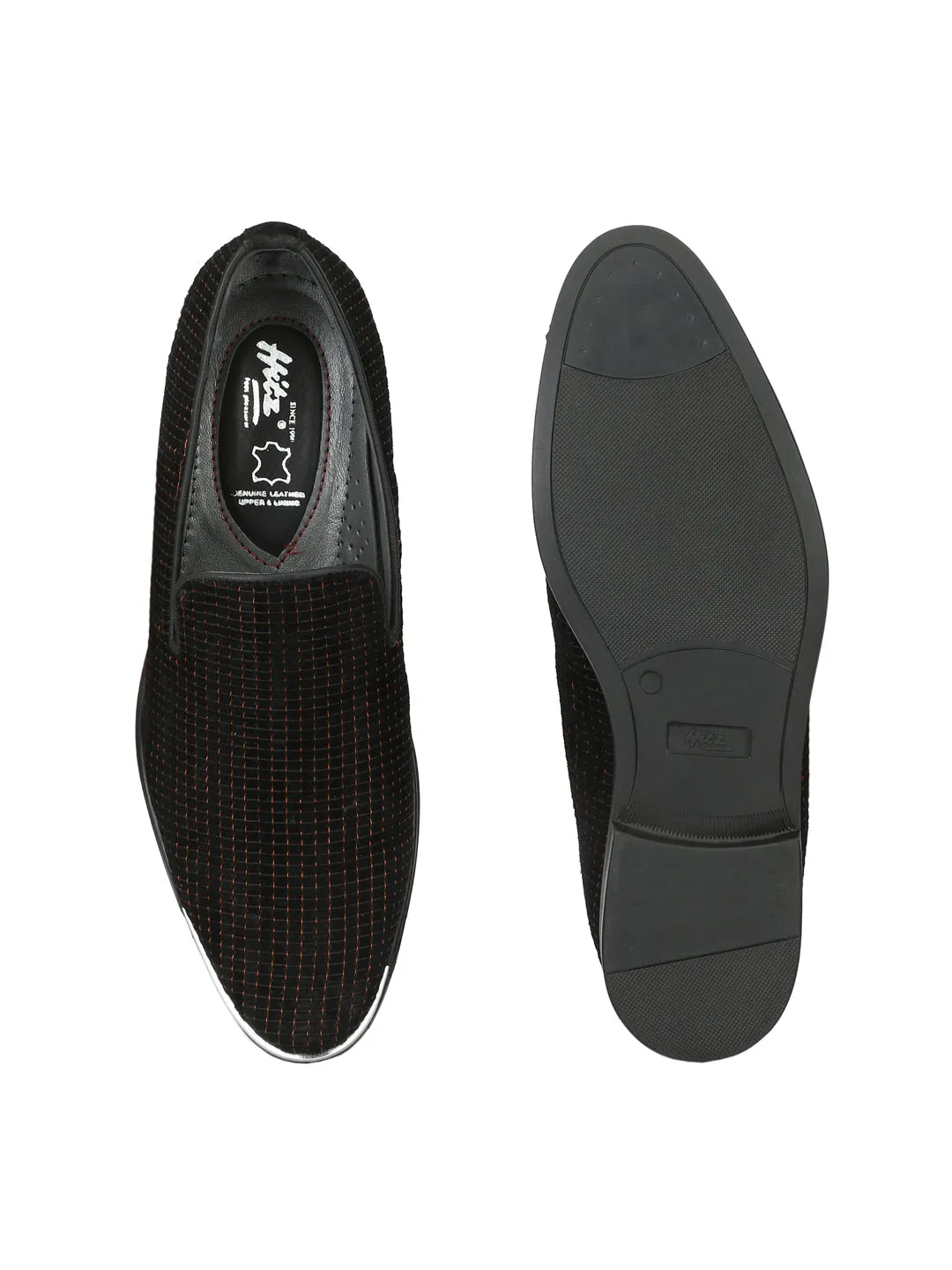 Hitz Black Metalic Slip-on Luxure Shoes