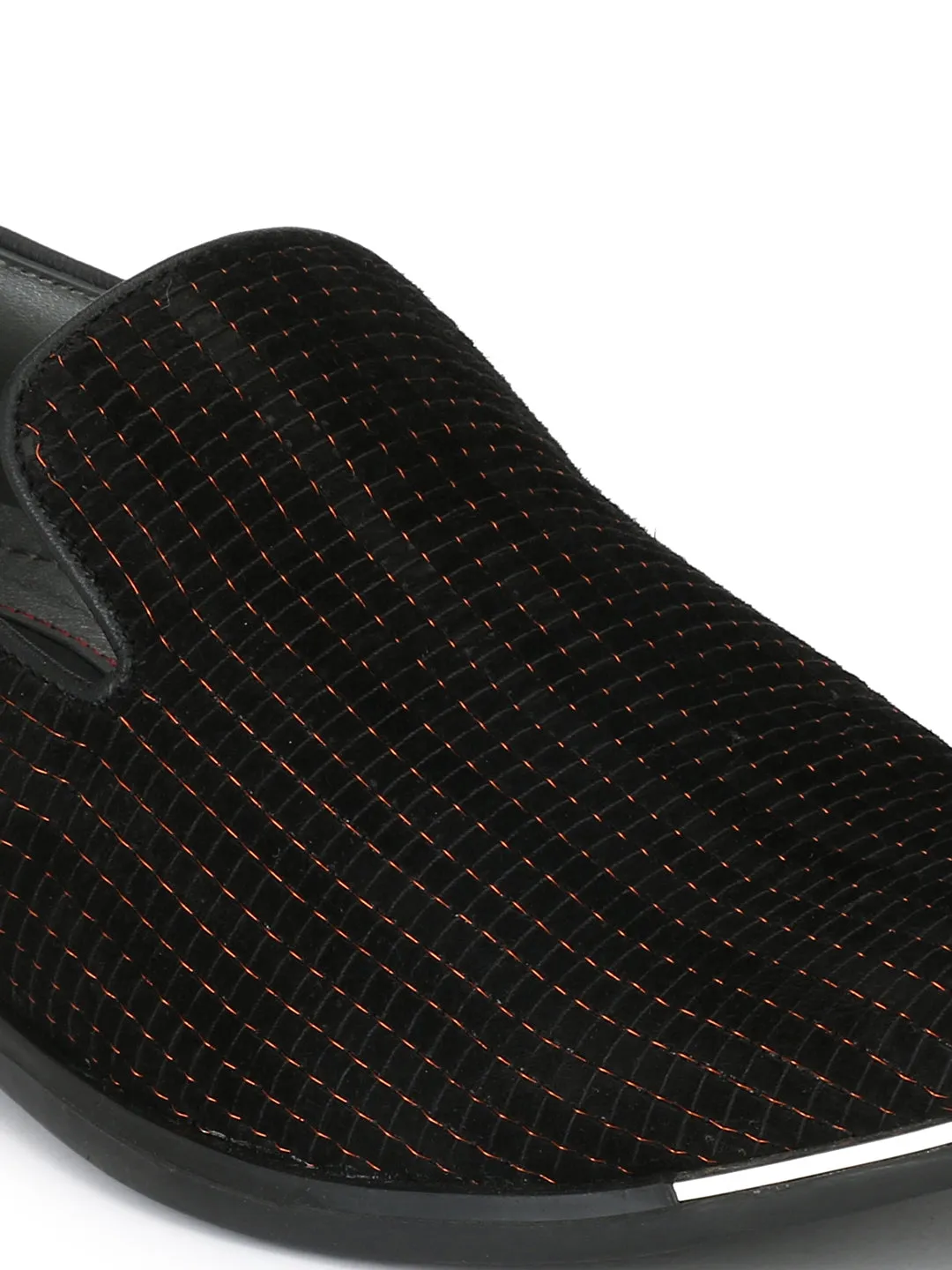 Hitz Black Metalic Slip-on Luxure Shoes