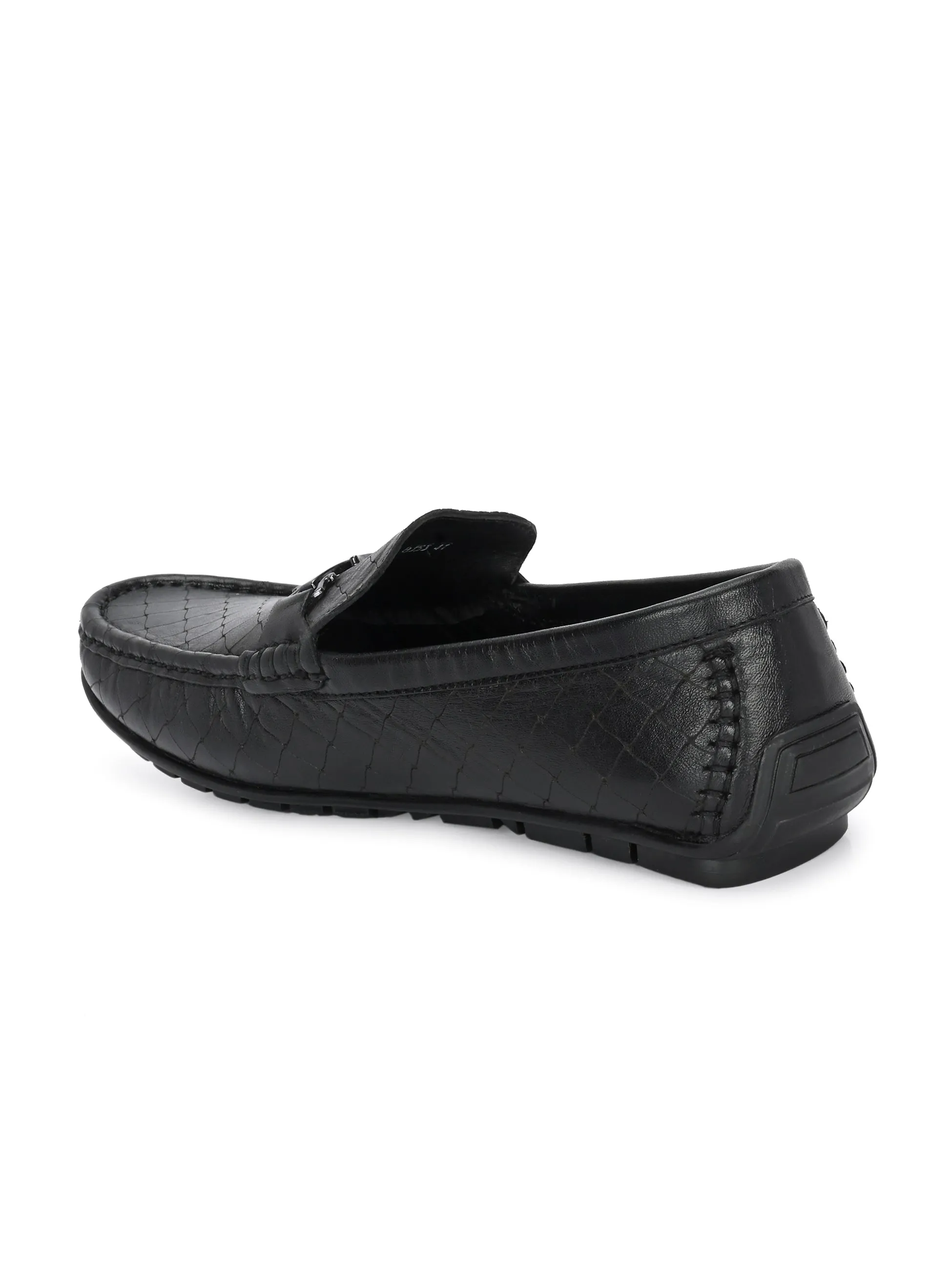 Hitz Men's Black Leather Casual loafers