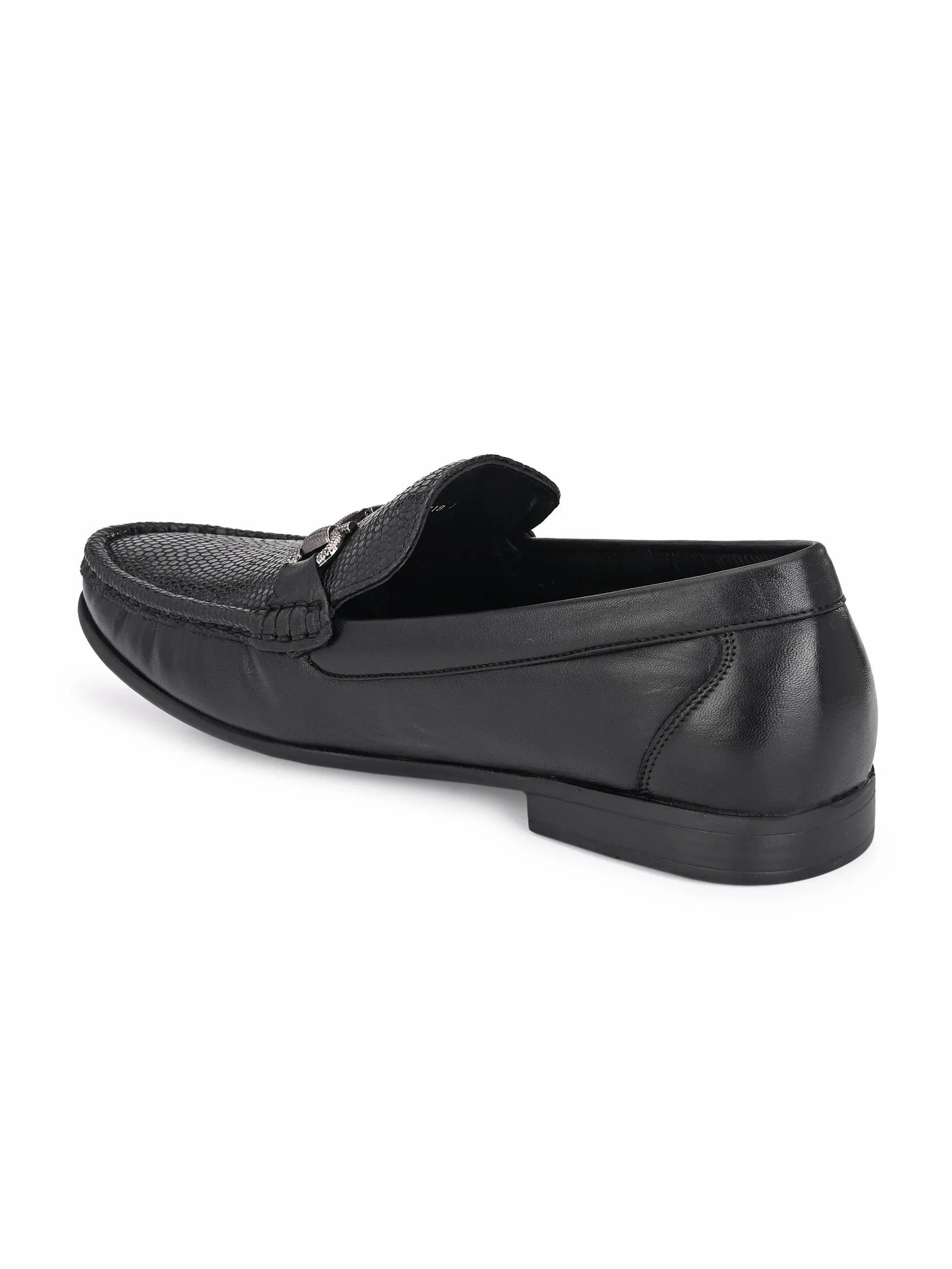 Hitz Men's Black Slip-On Leather Comfort Shoes