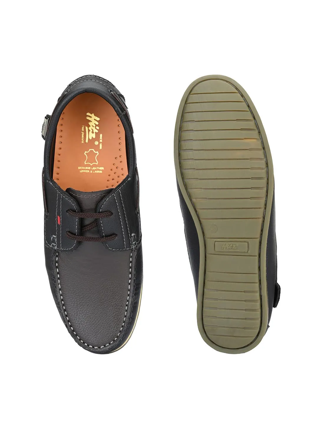 Hitz Men's Black Synthetic Slip-On Casual Boat Shoes