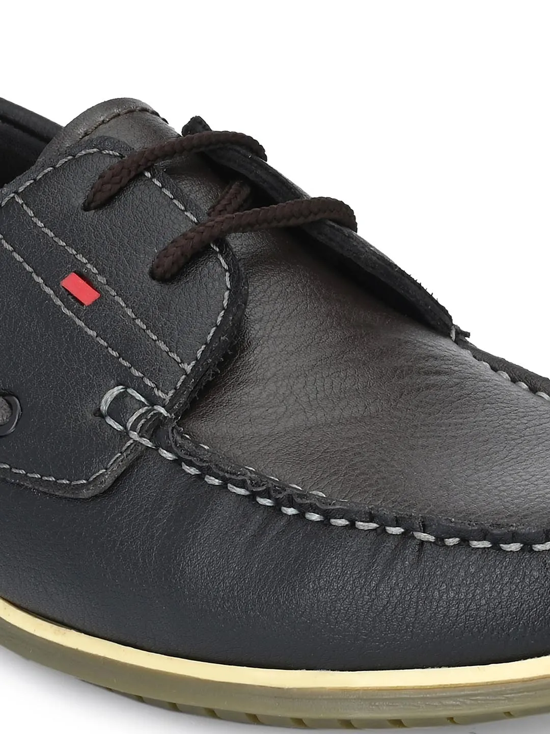 Hitz Men's Black Synthetic Slip-On Casual Boat Shoes