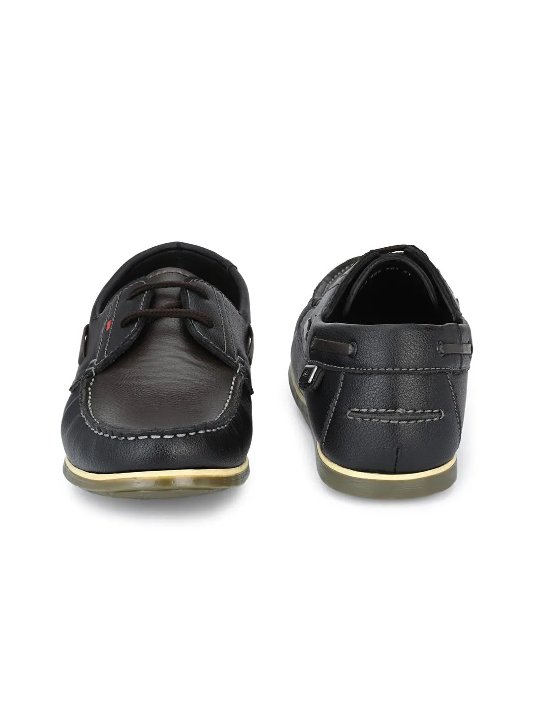 Hitz Men's Black Synthetic Slip-On Casual Boat Shoes
