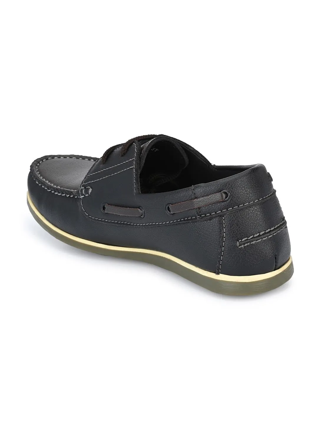 Hitz Men's Black Synthetic Slip-On Casual Boat Shoes