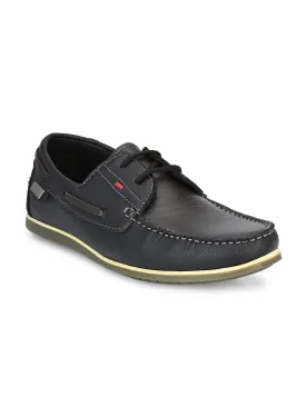 Hitz Men's Black Synthetic Slip-On Casual Boat Shoes