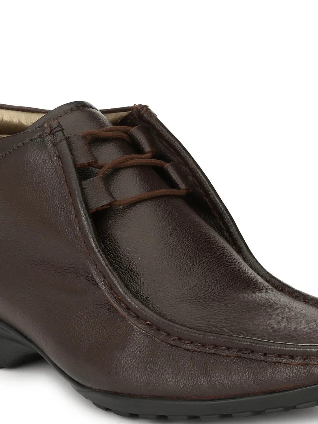 Hitz Men's Brown Leather Lace up Ankle Boot Shoes