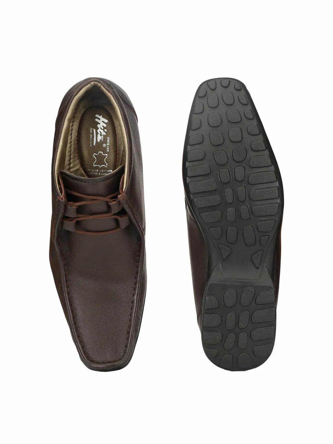 Hitz Men's Brown Leather Lace up Ankle Boot Shoes