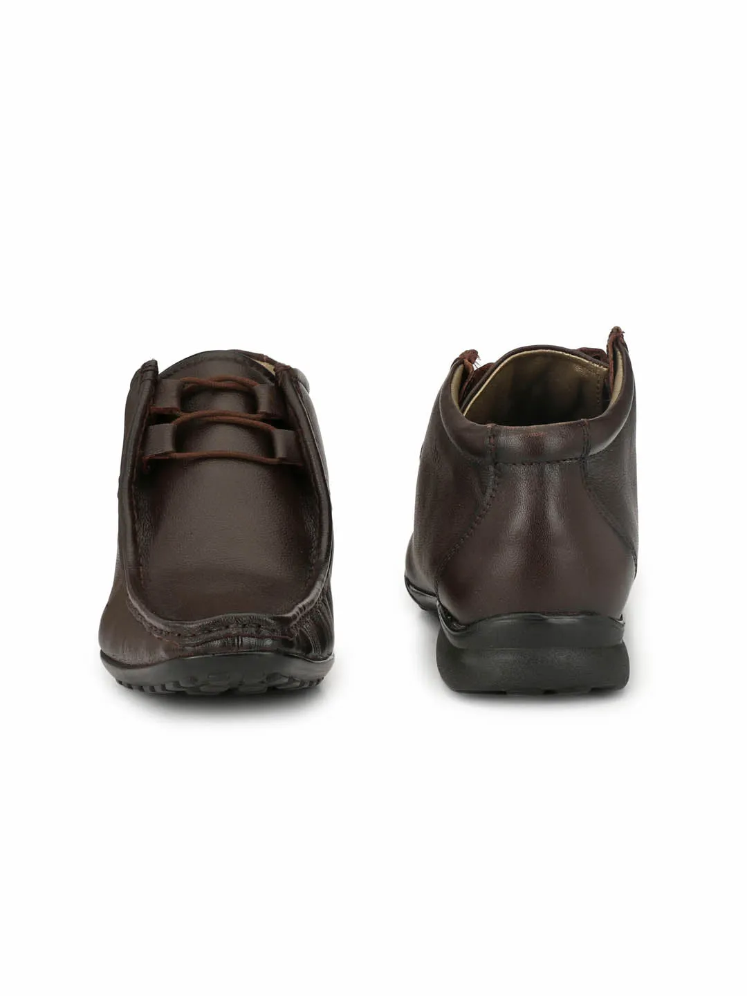 Hitz Men's Brown Leather Lace up Ankle Boot Shoes