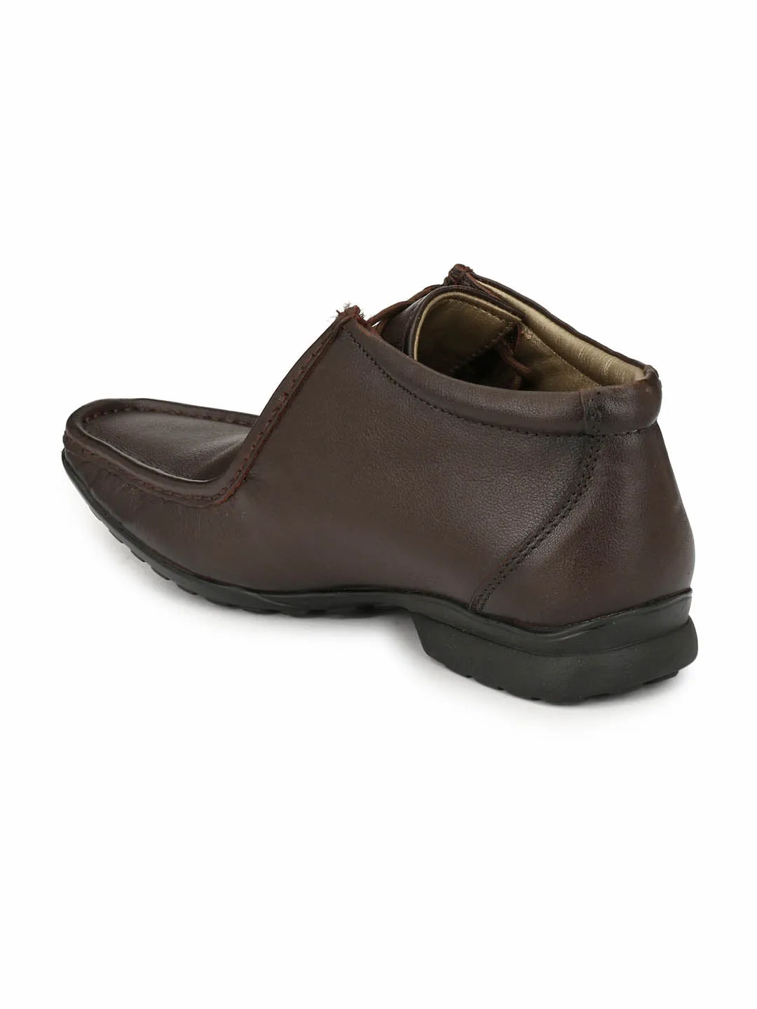 Hitz Men's Brown Leather Lace up Ankle Boot Shoes